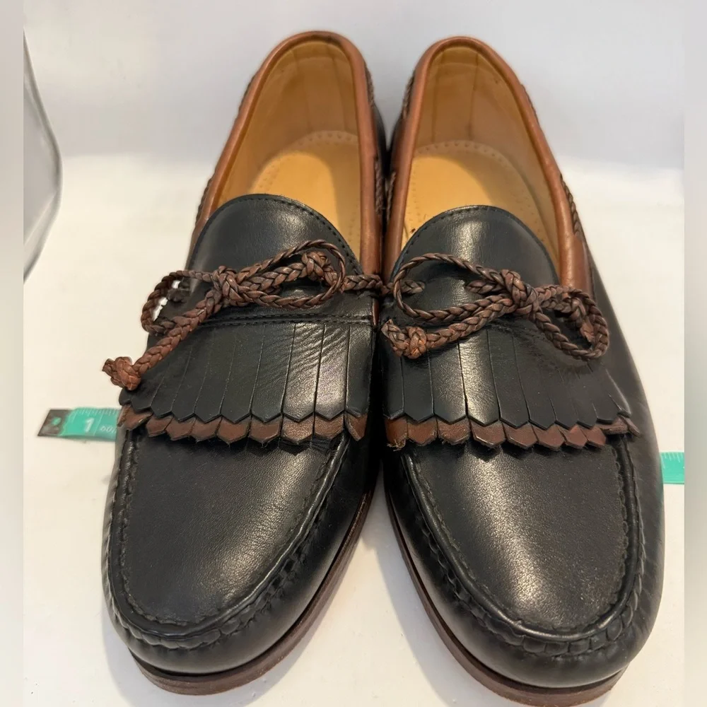 Allen Edmonds Woodstock Black & Brown Leather Braid Loafers sz 11.5 EEE - Picture 1 of 10